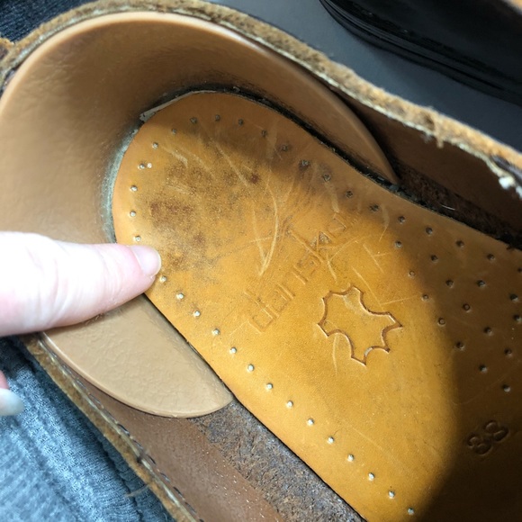 Sanita brown oiled leather slip on nursing professional walking comfort clogs - Picture 8 of 9